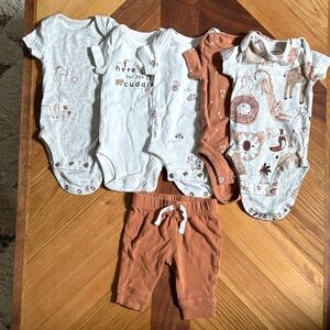 Bundle of newborn like new Carter's Beige and Brown Baby Outfits